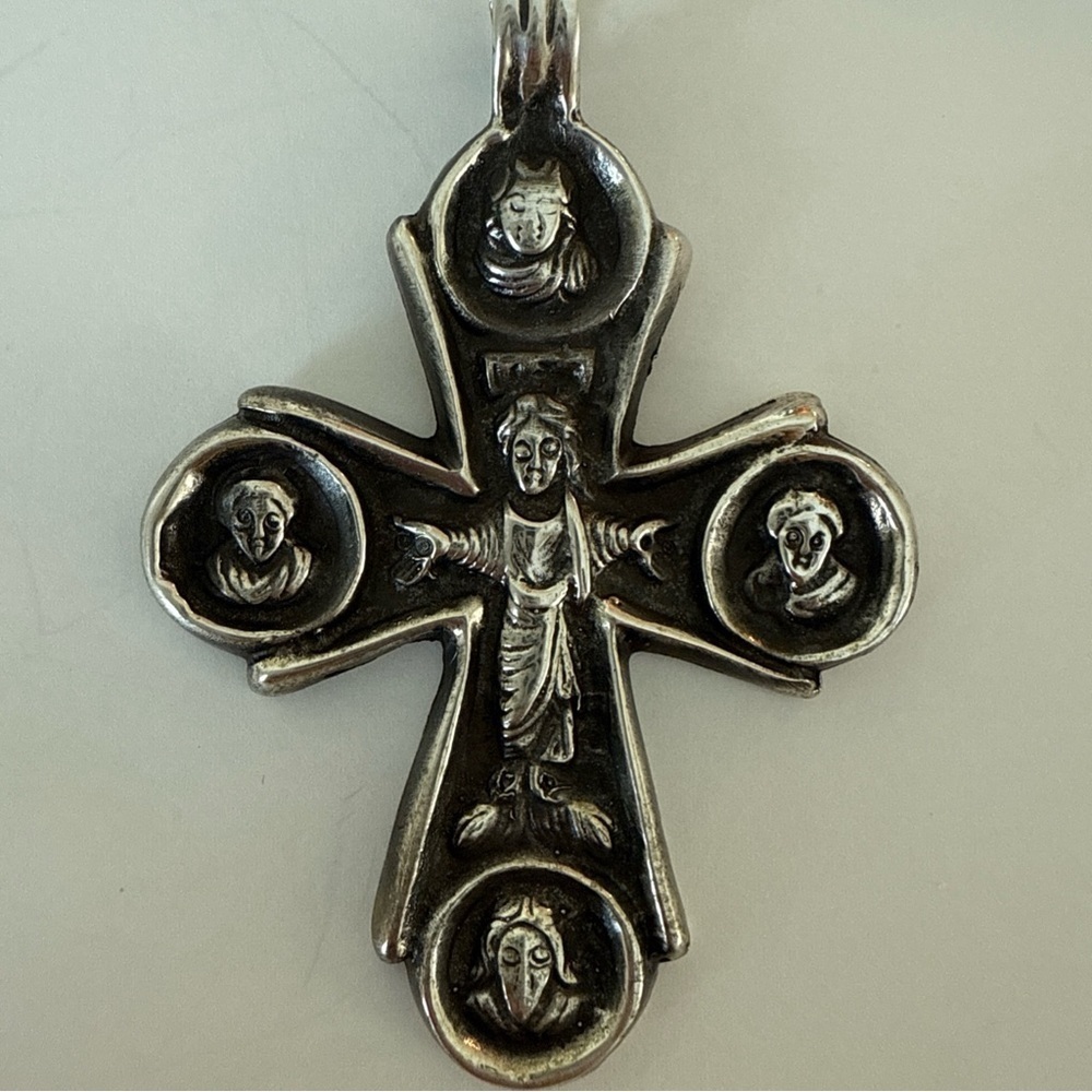 Antique Sterling Silver Orthodox Cross Pendant - Picture 2 of 8